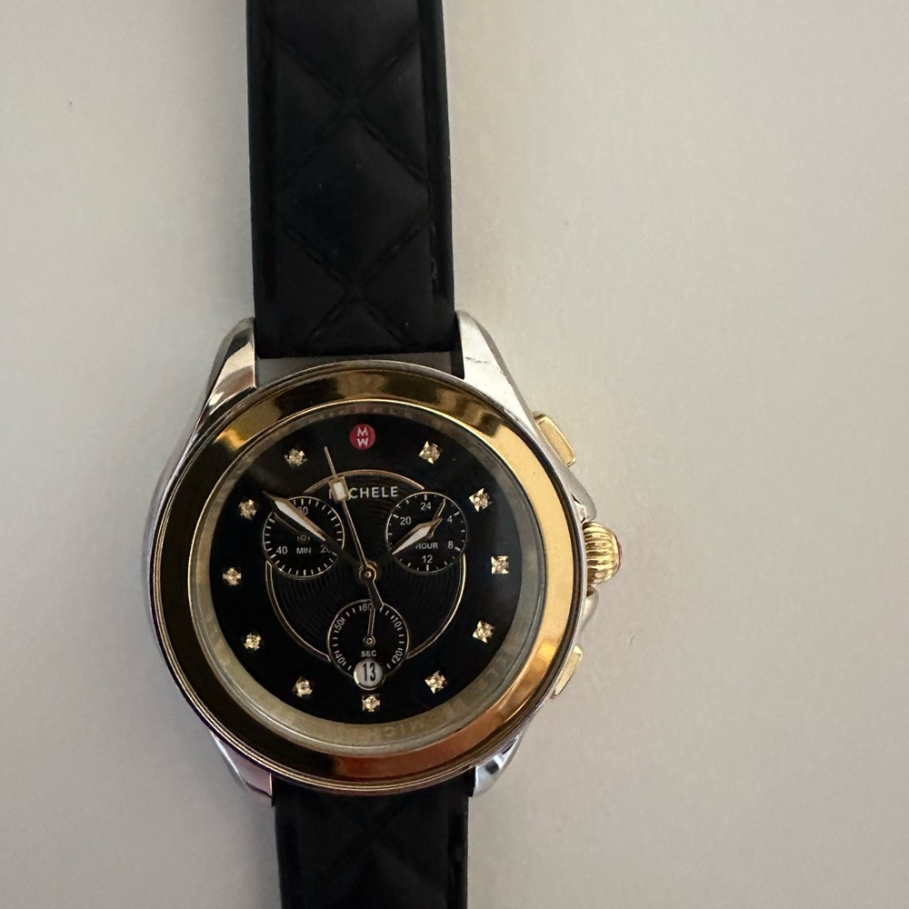 Like new! MCape 38MM Two Tone Stainless Steel & Silicone Strap Chrono Watch